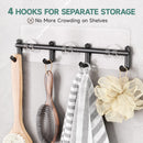 Veken Shower Caddy 6-Pack, Bathroom Organizers and Storage Shelves, Black | Advanced Rustproof Design, Large Capacity, No Drilling, Adhesive Rack with Soap Holder, Wall-Mounted Kitchen & Home Decor