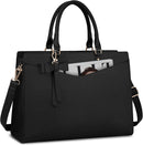 Axooms Women's 15.6-Inch Water-Resistant PU Leather Laptop Tote Bag for Work and Office