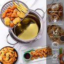 Axooms Deep Frying Pot, 304 Stainless Steel with Temperature Control and Japanese-Style Lid, Non-Coated Tempura Fryer 9.4 Inch Diameter