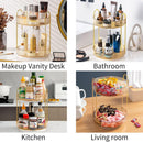 Axooms 360° Rotating Makeup Organizer for Bathroom Countertop, 3-Tier Cosmetic and Perfume Storage Shelf, Gold