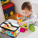 Axooms 4-Pack Clear Toy Storage Bags, 9.4 x 6.7 x 4.3 Inches, Transparent PVC Toy Organizer Bags with Zippers, Waterproof Storage for Building Blocks and Small Toys, Black