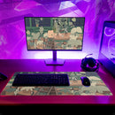 Axooms XL White Topographic Contour Gaming Mouse Pad, Extended Desk Mat with Non-Slip Rubber Base and Stitched Edges