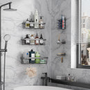 Veken Shower Caddy 6-Pack, Bathroom Organizers and Storage Shelves, Black | Advanced Rustproof Design, Large Capacity, No Drilling, Adhesive Rack with Soap Holder, Wall-Mounted Kitchen & Home Decor