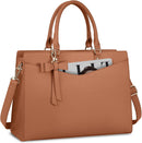 Axooms Women's 15.6-Inch Water-Resistant PU Leather Laptop Tote Bag for Work and Office