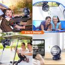 Axooms Clip-on Desk Fan for Stroller 5000mAh Rechargeable, Personal USB Fan with 4 Speeds 360° Adjustable Rotation, Desktop Table Fan for Pushchair, Car and Travel, Blue