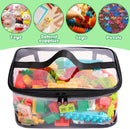 Axooms 4-Pack Clear Toy Storage Bags, 9.4 x 6.7 x 4.3 Inches, Transparent PVC Toy Organizer Bags with Zippers, Waterproof Storage for Building Blocks and Small Toys, Black