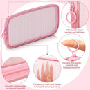 Axooms 4-Piece Mesh Makeup Bag Set, Clear Travel Cosmetic Bags with Zippers, Small Toiletry Pouches in Multiple Sizes