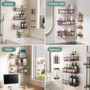 Veken Shower Caddy 6-Pack, Bathroom Organizers and Storage Shelves, Black | Advanced Rustproof Design, Large Capacity, No Drilling, Adhesive Rack with Soap Holder, Wall-Mounted Kitchen & Home Decor