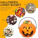 Axooms Halloween Pumpkin Buckets, Jack-O-Lantern Candy Holder with Handle, Small Pumpkin Pails for Halloween Party Gifts & Decorations, 6.6" × 5.5" (1 Piece, Orange) (Mad Orange)