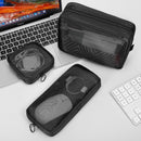 Axooms 4-Piece Small Nylon Mesh Zipper Bag Set, Multipurpose Cosmetic Pouches for Travel, Office Supplies and Travel Accessories, Black, Size S