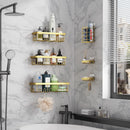 Veken Shower Caddy 6-Pack, Bathroom Organizers and Storage Shelves, Black | Advanced Rustproof Design, Large Capacity, No Drilling, Adhesive Rack with Soap Holder, Wall-Mounted Kitchen & Home Decor