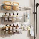 Veken Shower Caddy 6-Pack, Bathroom Organizers and Storage Shelves, Black | Advanced Rustproof Design, Large Capacity, No Drilling, Adhesive Rack with Soap Holder, Wall-Mounted Kitchen & Home Decor