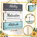 Axooms Wooden Wall Hanging Signs - Rustic Office Wall Decor, Motivational Wall Plaques with Inspirational Quotes for Wall, Bathroom & Home Decor (Fresh, Set of 3)