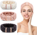Axooms Microfiber Spa Headbands for Skincare, Face Washing and Makeup, 3-Pack (White, Gray, Khaki)