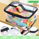 Axooms 4-Pack Clear Toy Storage Bags, 9.4 x 6.7 x 4.3 Inches, Transparent PVC Toy Organizer Bags with Zippers, Waterproof Storage for Building Blocks and Small Toys, Black