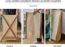 Axooms Bamboo Laundry Sorter Cart - Portable Foldable Clothes Hamper with Removable Liner Bag, X-Frame Design, Bamboo Laundry Organizer for Bathroom