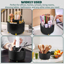 Axooms 360° Rotating Makeup Organizer, 5-Compartment Makeup Brush Holder for Bedroom and Bathroom Vanities, Office Stationery Storage and Desktop Pen Holder, Black