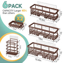 Veken Shower Caddy 6-Pack, Bathroom Organizers and Storage Shelves, Black | Advanced Rustproof Design, Large Capacity, No Drilling, Adhesive Rack with Soap Holder, Wall-Mounted Kitchen & Home Decor