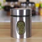 Axooms Glass Canister Set with Stainless Steel Coat – 3-Piece Airtight Jars with Window (8.5×20.5 cm, 15.5 cm, 10.5 cm)