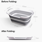 Foldable Multipurpose Collapsible Pet & Baby Bath Tub – 60 × 40 × 27.5 cm | PP+TPR, Lightweight, Space-Saving (Folds to 7 cm) – Grey & White