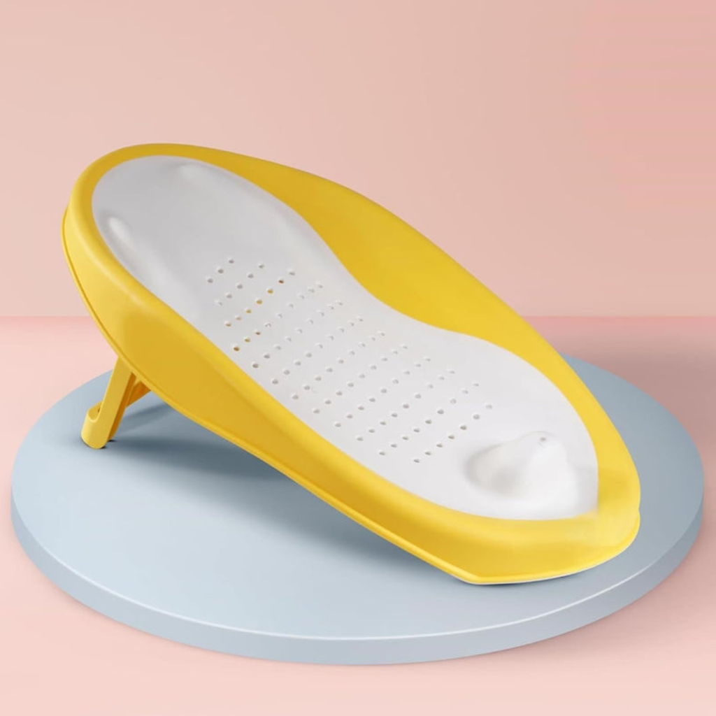 Axooms Foldable Baby Bath Seat – Soft Mesh, Quick-Dry & Non-Slip | Portable Infant Bath Support (0–12 Months)