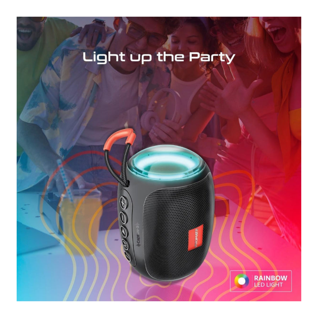 Axooms Capsule-3 Bluetooth Speaker – 5W Portable with LED Lights, TWS, BT 5.3, AUX/USB/TF Speaker