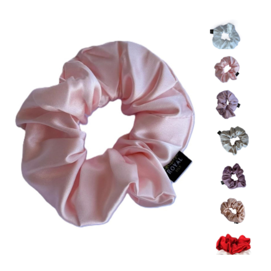 Axooms Large Silk Hair Scrunchies – 2-Pack Jumbo Satin Elastics, No-Pull Hair Ties for Thick & Thin Hair (Ponytails, Buns & Braids)