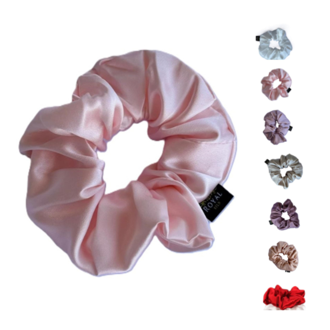 Axooms Large Silk Hair Scrunchies – 2-Pack Jumbo Satin Elastics, No-Pull Hair Ties for Thick & Thin Hair (Ponytails, Buns & Braids)