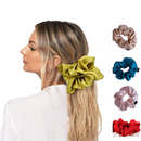 Axooms Large Silk Hair Scrunchies – 4-Piece Jumbo Satin Set, No-Pull Hair Ties for Thick & Thin Hair (Ponytails, Buns & Braids)