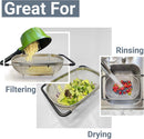 Axooms Stainless Steel Over-the-Sink Strainer Basket with Rubber Handles, Fine Mesh, Expandable Kitchen Colander