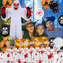 Axooms Halloween Party Decorations Set - Scary Halloween Balloons, Hanging Banner, Tablecloth, Spider & Cupcake Toppers for Kids and Adults - Perfect for Halloween Theme Parties and Festivals
