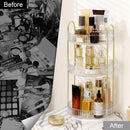 Axooms 360° Rotating Makeup Organizer for Bathroom Countertop, 3-Tier Cosmetic and Perfume Storage Shelf, Gold