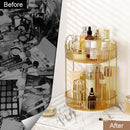 Axooms 360° Rotating Makeup Organizer for Bathroom Countertop, 3-Tier Cosmetic and Perfume Storage Shelf, Gold