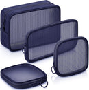 Axooms 4-Piece Mesh Makeup Bag Set, Clear Travel Cosmetic Bags with Zippers, Small Toiletry Pouches in Multiple Sizes