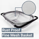 Axooms Stainless Steel Over-the-Sink Strainer Basket with Rubber Handles, Fine Mesh, Expandable Kitchen Colander