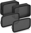 Axooms 4-Piece Mesh Makeup Bag Set, Clear Travel Cosmetic Bags with Zippers, Small Toiletry Pouches in Multiple Sizes