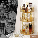 Axooms 360° Rotating Makeup Organizer for Bathroom Countertop, 3-Tier Cosmetic and Perfume Storage Shelf, Gold