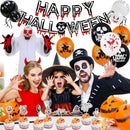 Axooms Halloween Party Decorations Set - Scary Halloween Balloons, Hanging Banner, Tablecloth, Spider & Cupcake Toppers for Kids and Adults - Perfect for Halloween Theme Parties and Festivals