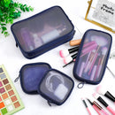 Axooms 4-Piece Mesh Makeup Bag Set, Clear Travel Cosmetic Bags with Zippers, Small Toiletry Pouches in Multiple Sizes