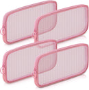 Axooms 4-Piece Mesh Makeup Bag Set, Clear Travel Cosmetic Bags with Zippers, Small Toiletry Pouches in Multiple Sizes