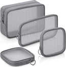 Axooms 4-Piece Mesh Makeup Bag Set, Clear Travel Cosmetic Bags with Zippers, Small Toiletry Pouches in Multiple Sizes