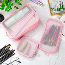 Axooms 4-Piece Mesh Makeup Bag Set, Clear Travel Cosmetic Bags with Zippers, Small Toiletry Pouches in Multiple Sizes