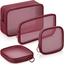 Axooms 4-Piece Mesh Makeup Bag Set, Clear Travel Cosmetic Bags with Zippers, Small Toiletry Pouches in Multiple Sizes