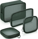 Axooms 4-Piece Mesh Makeup Bag Set, Clear Travel Cosmetic Bags with Zippers, Small Toiletry Pouches in Multiple Sizes