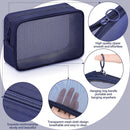 Axooms 4-Piece Mesh Makeup Bag Set, Clear Travel Cosmetic Bags with Zippers, Small Toiletry Pouches in Multiple Sizes
