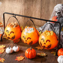 Axooms Halloween Pumpkin Buckets, Jack-O-Lantern Candy Holder with Handle, Small Pumpkin Pails for Halloween Party Gifts & Decorations, 6.6" × 5.5" (1 Piece, Orange) (Mad Orange)