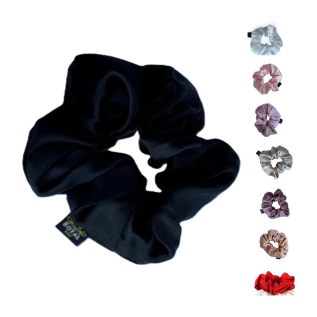 Axooms Large Silk Hair Scrunchies – 2-Pack Jumbo Satin Elastics, No-Pull Hair Ties for Thick & Thin Hair (Ponytails, Buns & Braids)