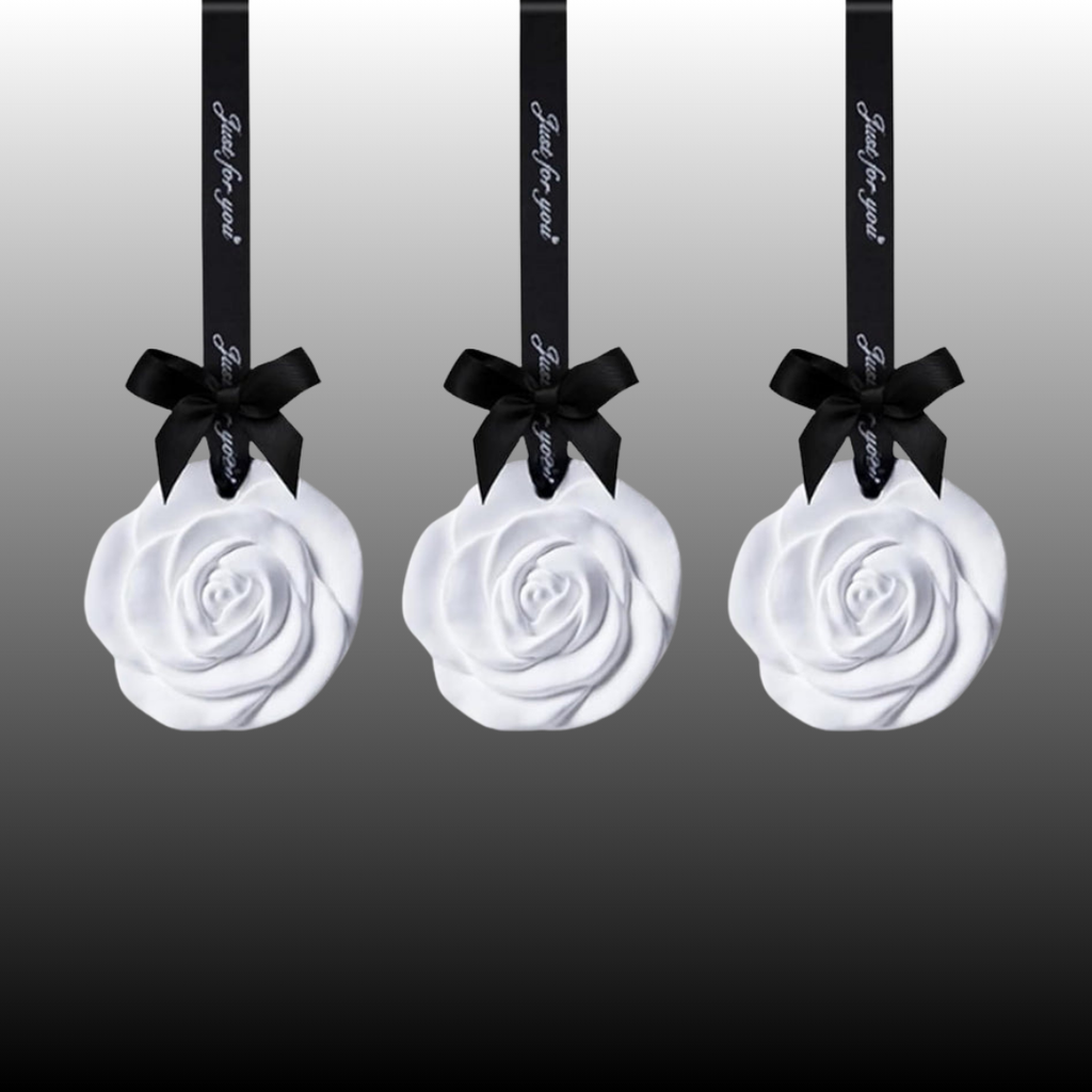 Axooms 3-Pack Flower-Shaped Scented Capsules – Hanging Ceramic Sachets for Closets, Drawers, Cars & Small Spaces (Floral, White)