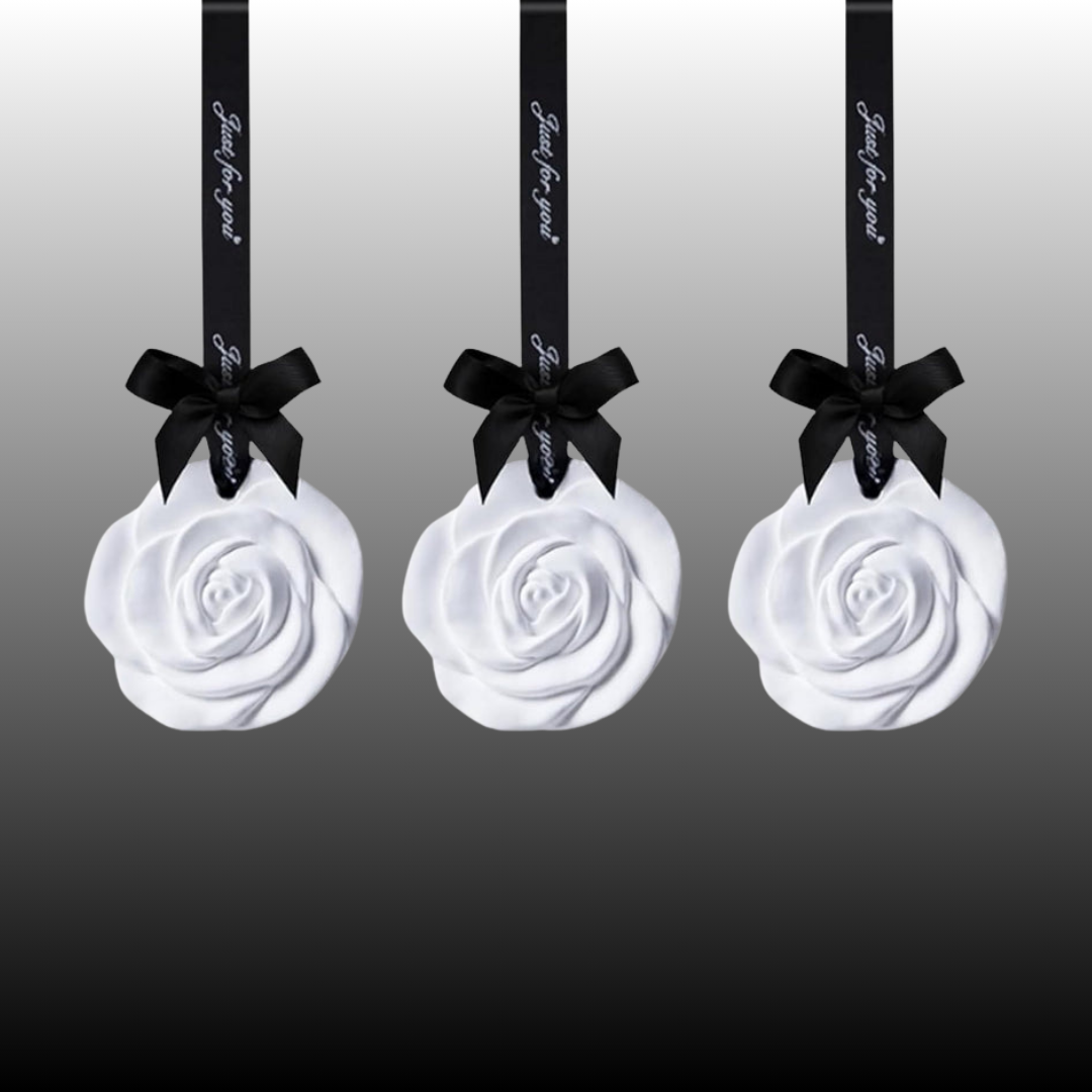 Axooms 3-Pack Flower-Shaped Scented Capsules – Hanging Ceramic Sachets for Closets, Drawers, Cars & Small Spaces (Floral, White)