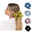 Axooms Large Silk Hair Scrunchies – 4-Piece Jumbo Satin Set, No-Pull Hair Ties for Thick & Thin Hair (Ponytails, Buns & Braids)